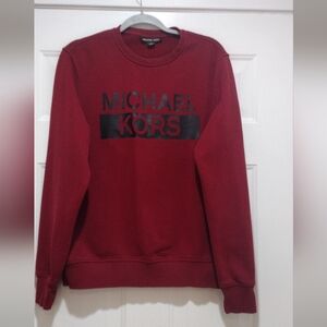 Michael Kors Men's Cotton Blend Crewneck Sweatshirt MK Logo Brick Red Large